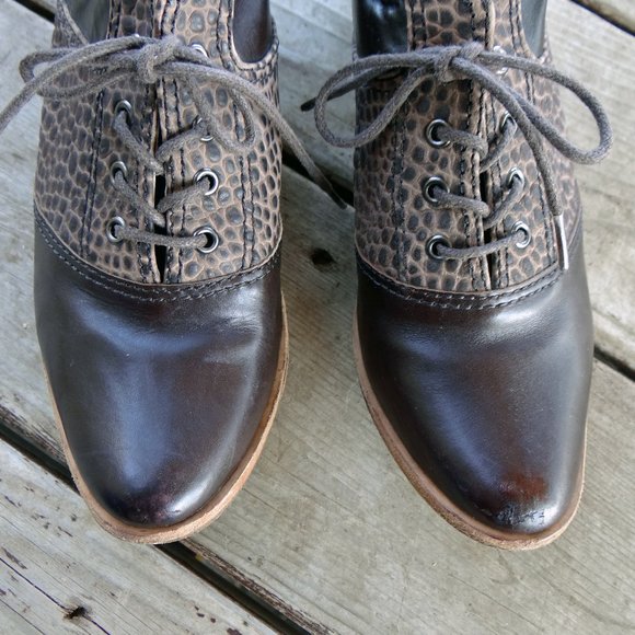 ALL BLACK brand Saddle-Oxford Shoes in Brown Leather size EU 37 / US 6.5 - Picture 3 of 13